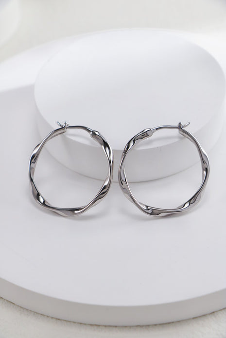 S925 Silver Twisted Hoop Earrings CE0231
