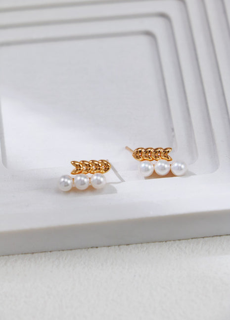 S925 Silver Wheat Ear Bead Earrings CE0248