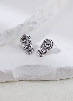 S925 Silver Hammered Round Earrings CE0252