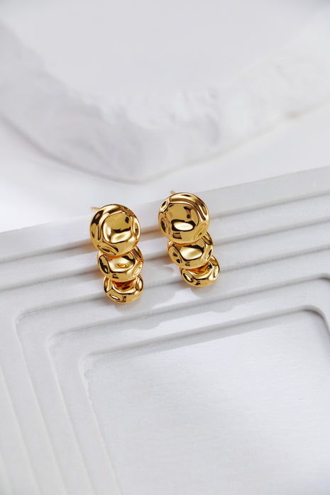 S925 Silver Hammered Round Earrings CE0252