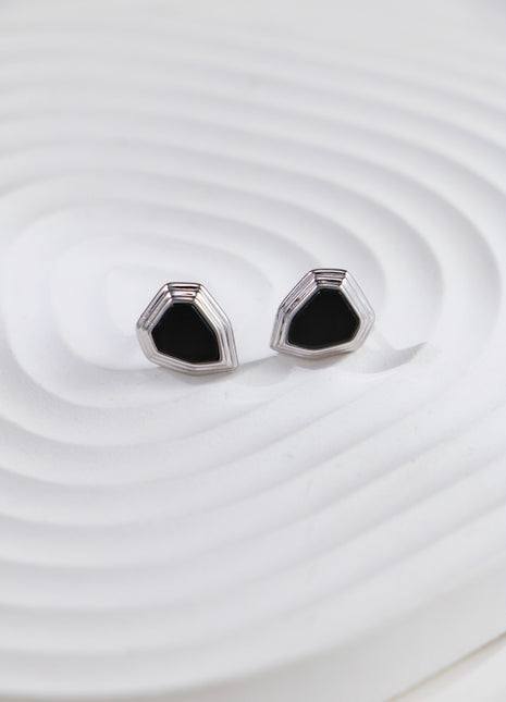 S925 Silver Onyx Shield Studs CE0245