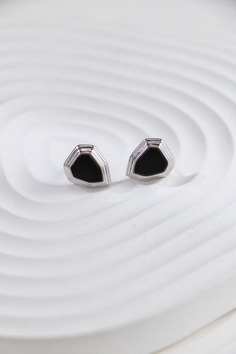 S925 Silver Onyx Shield Studs CE0245