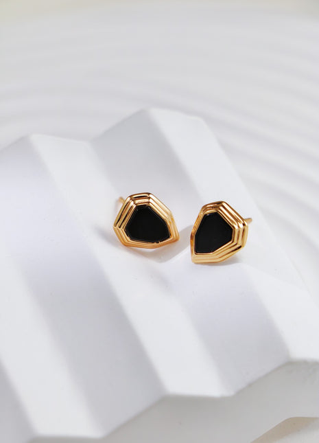 S925 Silver Onyx Shield Studs CE0245
