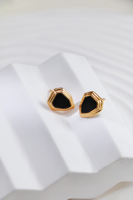 S925 Silver Onyx Shield Studs CE0245