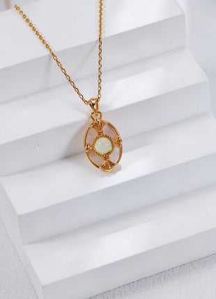 S925 Silver Grape Chalcedony Shell Necklace D0495