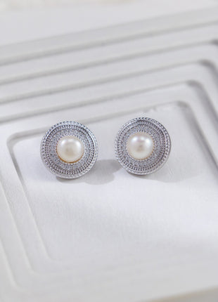 S925 Silver Pearl Zircon Studs CE0258
