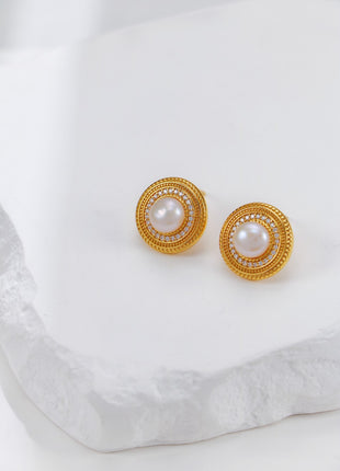 S925 Silver Pearl Zircon Studs CE0258