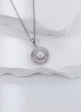 S925 silver zircon pearl necklace D0514