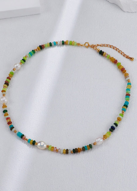 S925 Silver Rainbow Pearl Necklace D0516