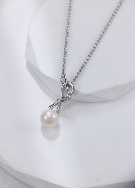 S925 Silver Ruyi Knot Pearl Necklace D0499