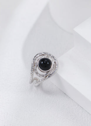 S925 Silver Onyx Ring J0361