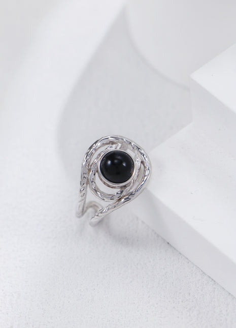 S925 Silver Onyx Ring J0361
