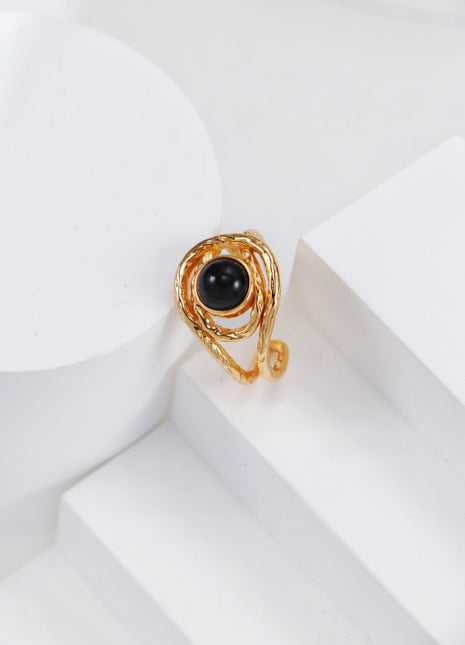 S925 Silver Onyx Ring J0361
