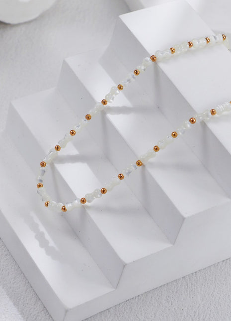 S925 Silver White Shell Necklace D0489