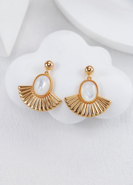 S925 Silver Fan-shaped Pearl Earrings CE0273