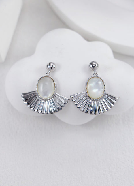 S925 Silver Fan-shaped Pearl Earrings CE0273