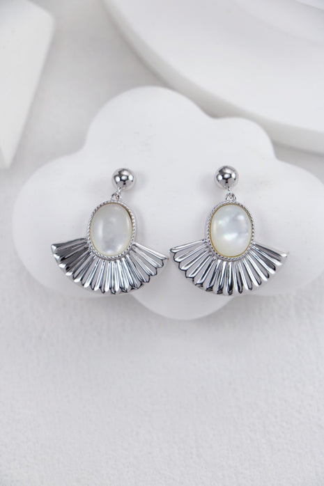 S925 Silver Fan-shaped Pearl Earrings CE0273