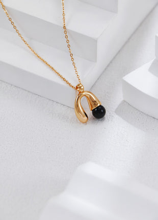 S925 Silver Black Agate Necklace D0520