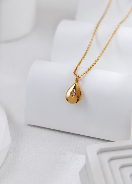 S925 Silver Zircon Inlaid Drop Necklace D0522