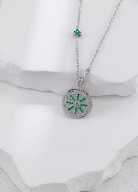 S925 Silver Gold Coin Necklace D0531