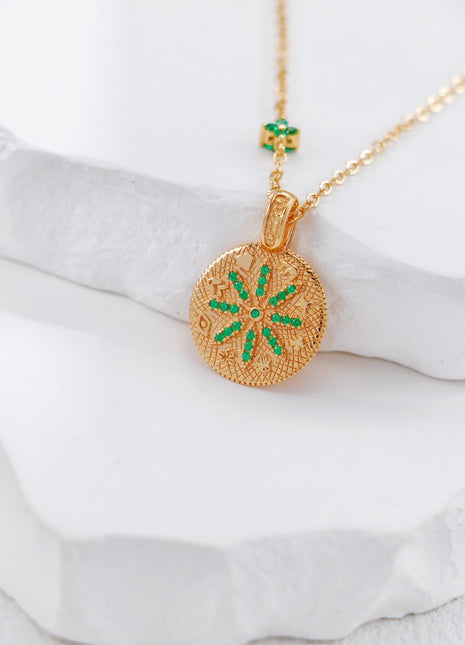 S925 Silver Gold Coin Necklace D0531