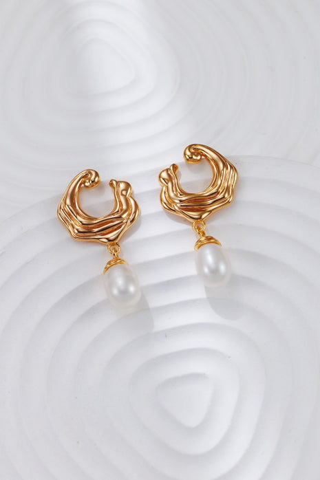 S925 Silver Wave Pearl Earrings CE0297