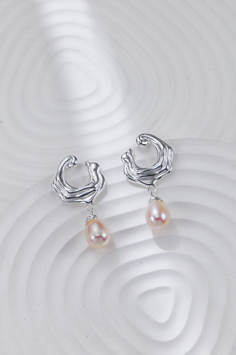 S925 Silver Wave Pearl Earrings CE0297
