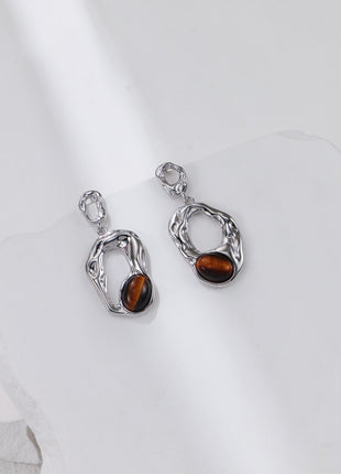 S925 Silver Tiger Eye Ring J0372