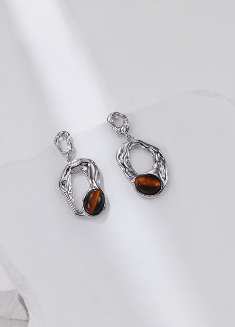 S925 Silver Tiger Eye Ring J0372