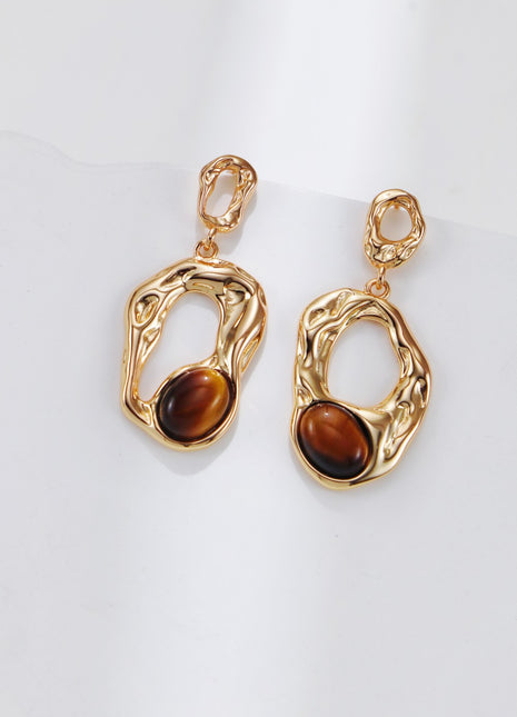 S925 Silver Tiger Eye Ring J0372
