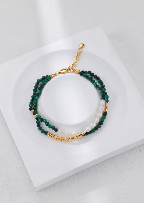 S925 Silver Malachite Pearl Bracelet SL0107