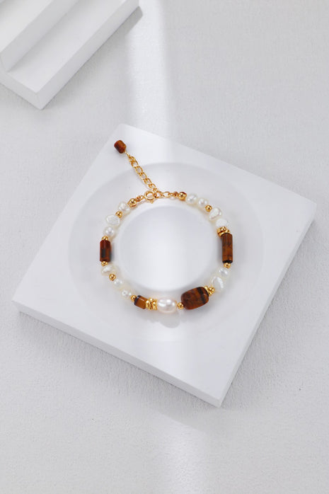 S925 Silver Tiger Eye Pearl Bracelet SL0108