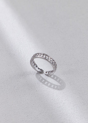 S925 Silver Checker Hollow Ring J0375