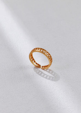 S925 Silver Checker Hollow Ring J0375