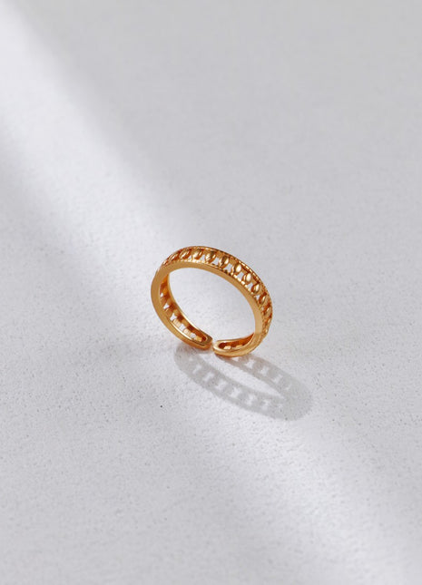 S925 Silver Checker Hollow Ring J0375