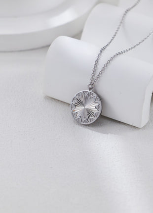 S925 Silver CNC Zircon Inlaid Round Pendant Necklace D0543