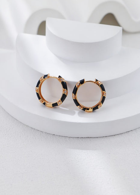 S925 Silver Earrings with Glaze & Zircon CE0307