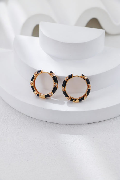 S925 Silver Earrings with Glaze & Zircon CE0307