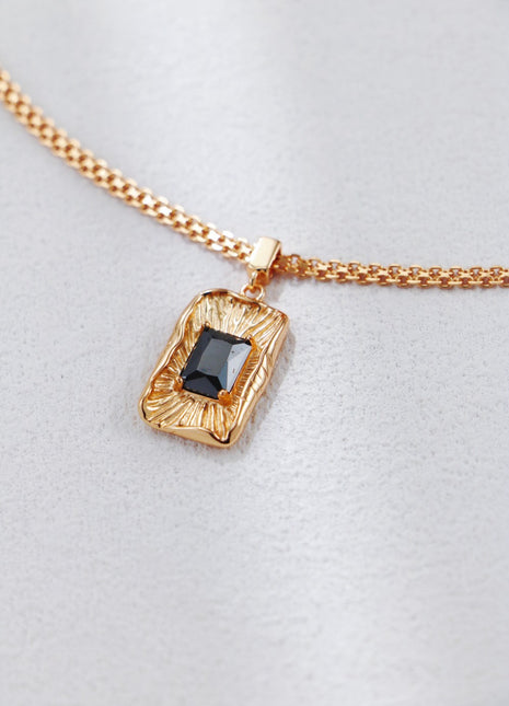 S925 Silver Tree Texture Zircon Necklace D0544