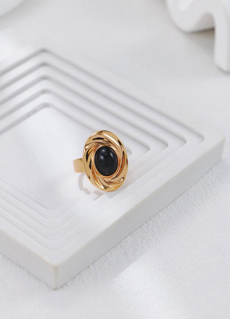 S925 Silver Onyx Ring J0377