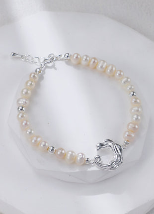 S925 Silver Wave Pearl Necklace D0546
