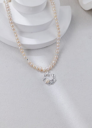 S925 Silver Wave Pearl Necklace D0546