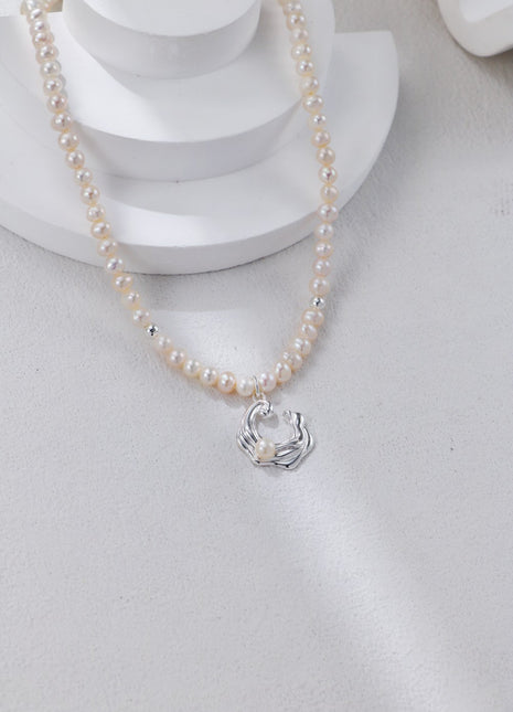 S925 Silver Wave Pearl Necklace D0546