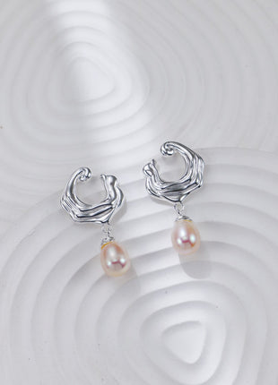 S925 Silver Wave Pearl Necklace D0546
