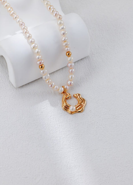 S925 Silver Wave Pearl Necklace D0546