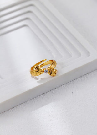 S925 Silver Bow Zircon Ring J0378