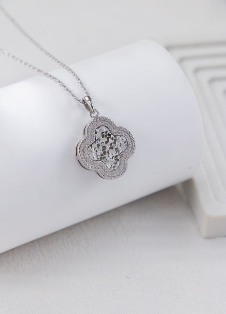 S925 Silver Four-leaf Clover Necklace D0547