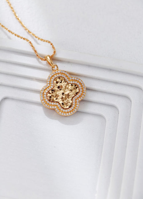 S925 Silver Four-leaf Clover Necklace D0547