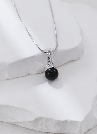 S925 Silver Onyx Necklace D0554