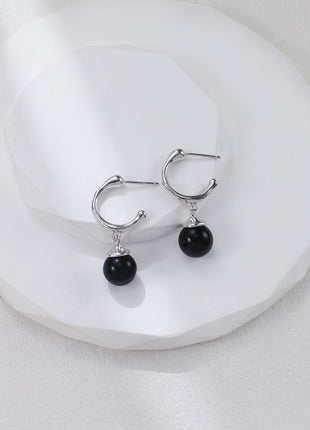 S925 Silver Black Agate Earrings CE0309
